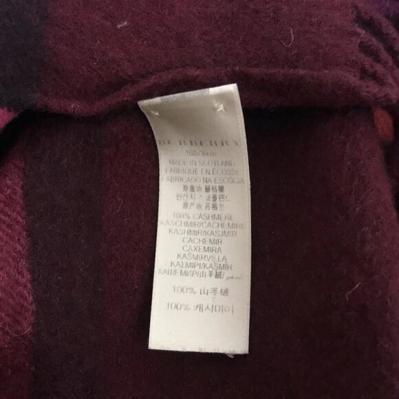 Auth Burberry Dark Brown Pink Multi Cashmere Scarf - Picture 5 of 6